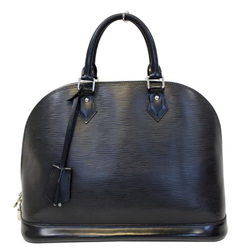 louis vuitton black epi leather alma handbag bag tote